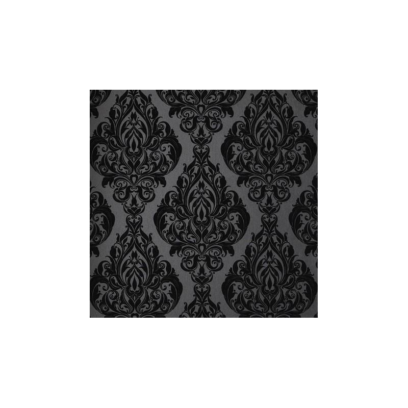 Kinky Vintage Black Flock Wallpaper | Buy Wallpaper Direct